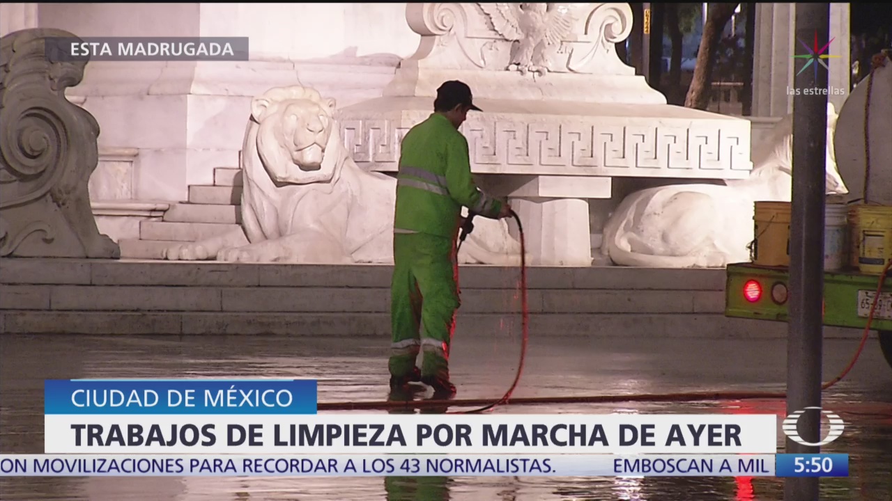 Foto: Realizan Trabajos Limpieza Tras Marcha Ayotzinapa