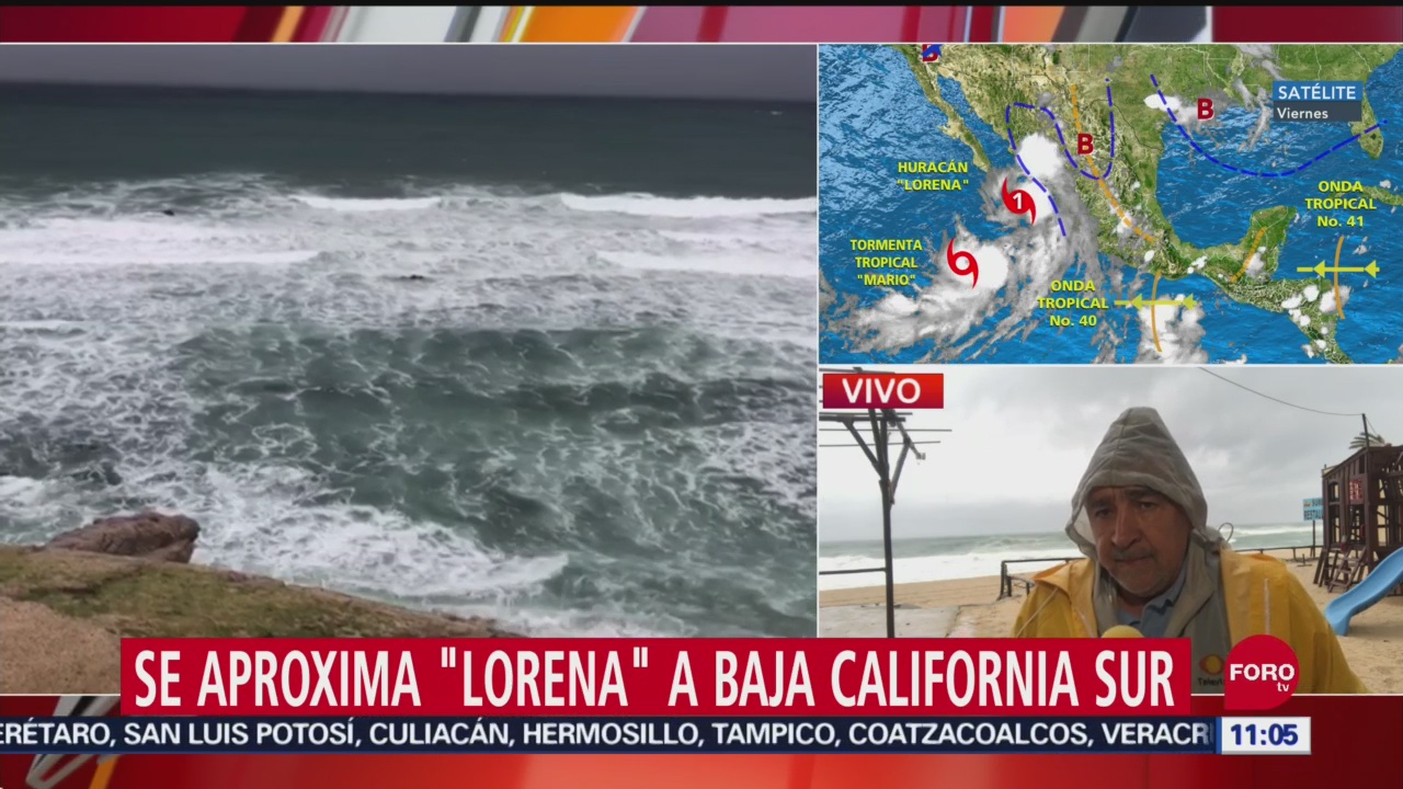 Se aproxima ‘Lorena’ a costas de Baja California Sur