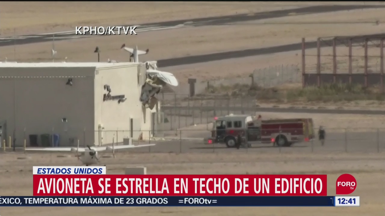 Se estrella avioneta sobre techo de edificio en Maricopa, Arizona