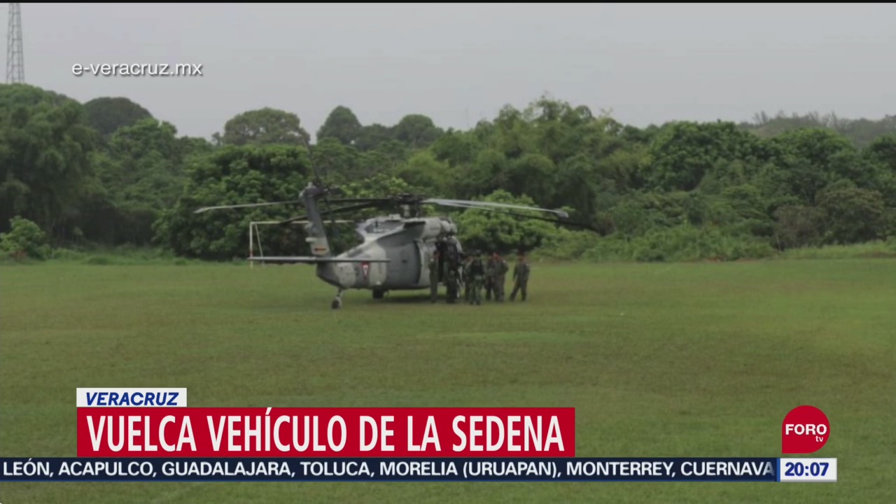 FOTO:Seis heridos tras volcadura de vehículo del Ejército en Veracruz, 14 septiembre 2019