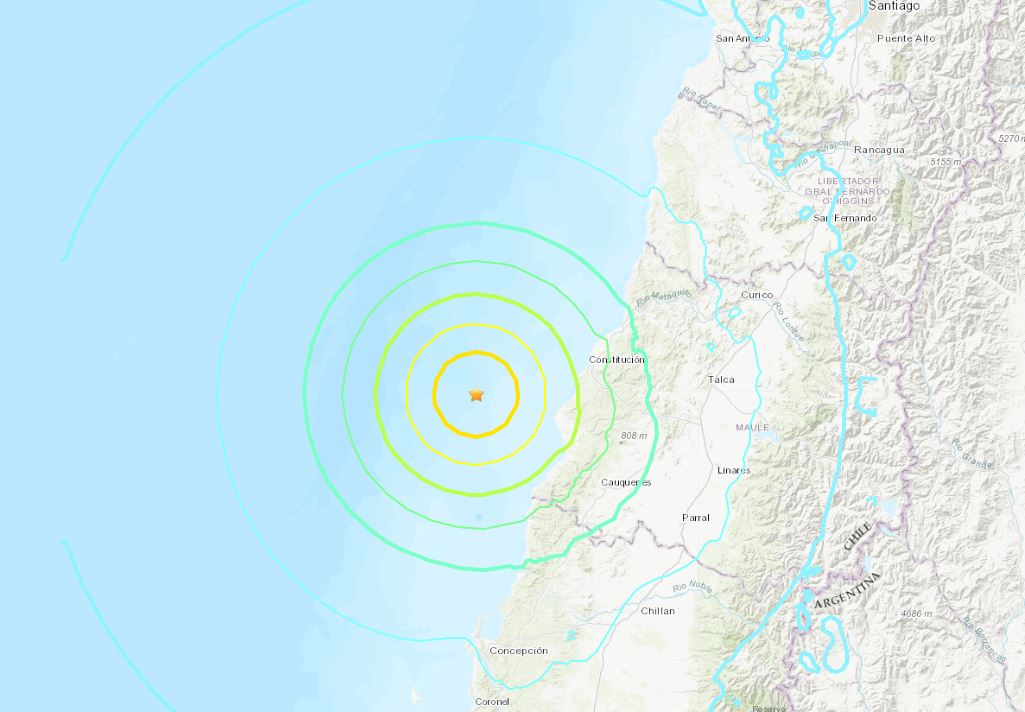 Foto: Este domingo se registró fuerte sismo en Chile, 29 de septiembre de 2019 (USGS)