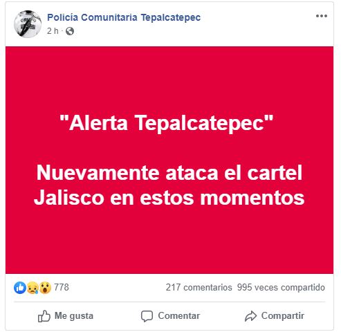 Reportan nuevo enfrentamiento en Tepealcatepec, Michoacán 