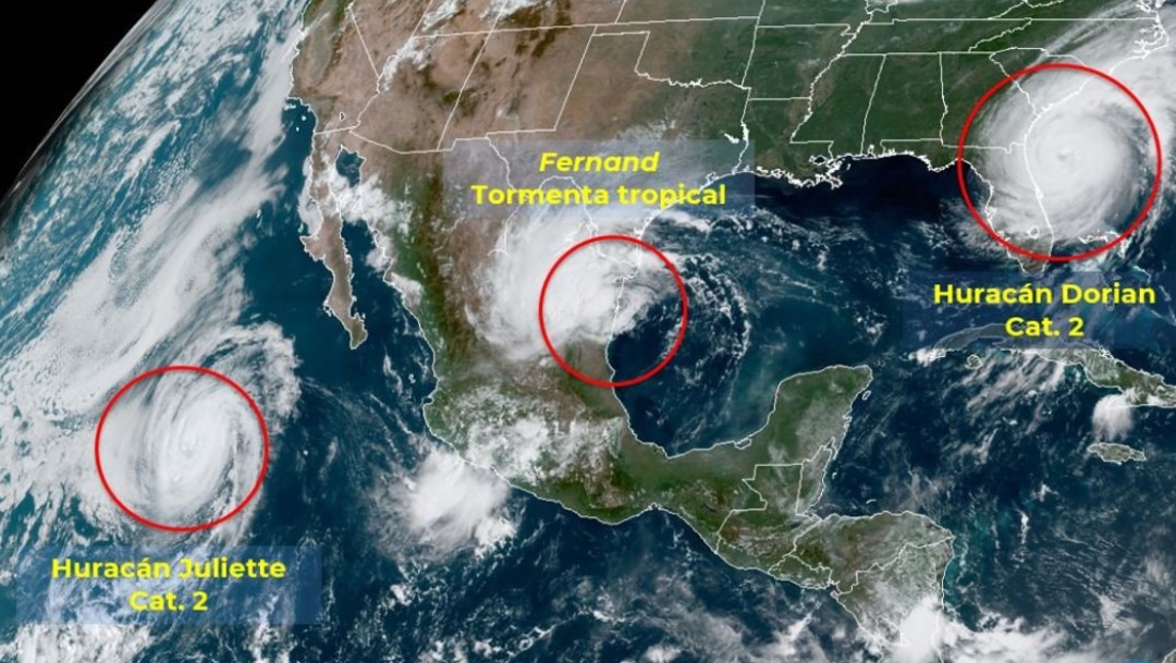 Foto: Mapa satelital tormenta Fernand, septiembre de 2019, México