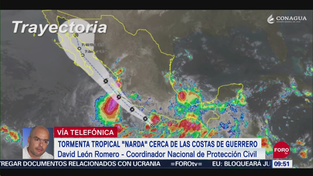 FOTO: Tormenta tropical ‘Narda’ se ubica cerca de costas de Guerrero, 29 septiembre 2019