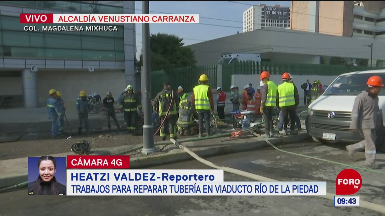 Trabajan para reparar fuga de gas en la Venustiano Carranza