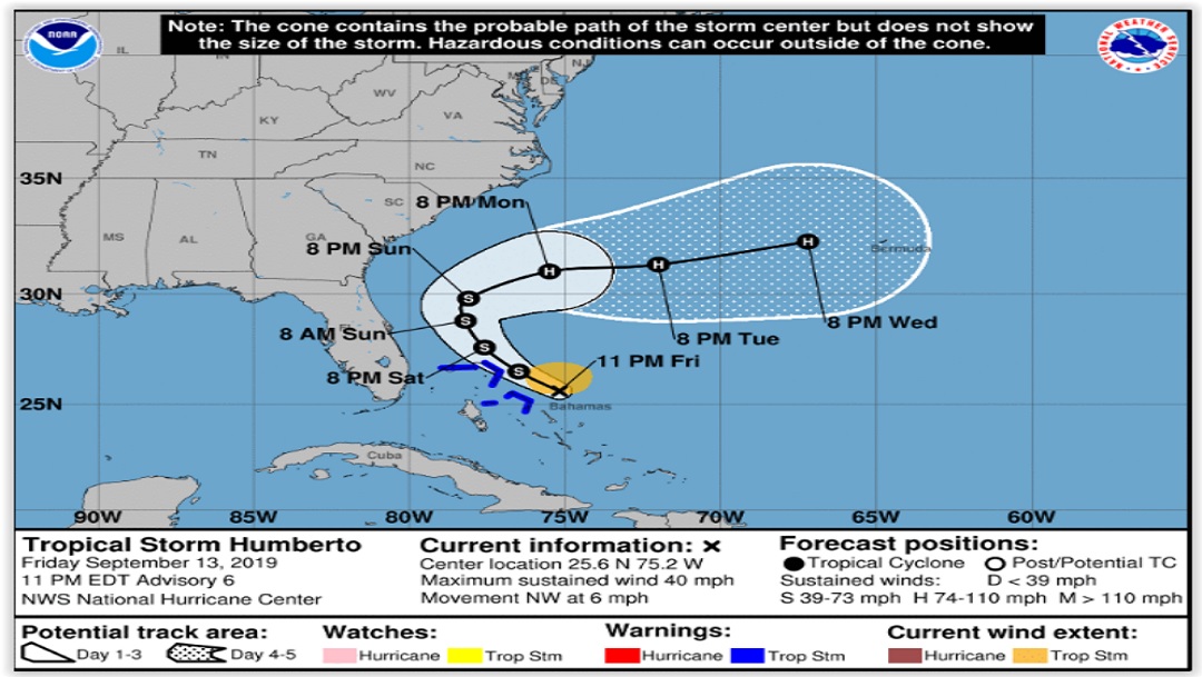 Se forma la tormenta tropical ‘Humberto’ y se dirige a Bahamas; podría convertirse huracán