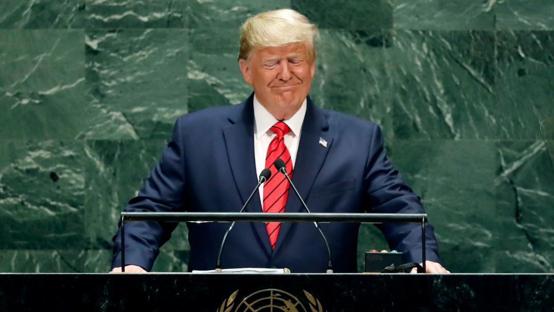 FOTO Trump agradece a AMLO cooperación migratoria, desde Asamblea General de la ONU (AP)