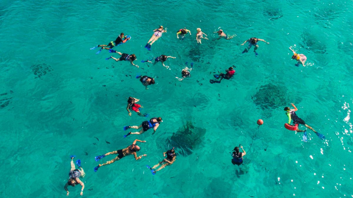 Turistas en zona de arrecifes en Cozumel