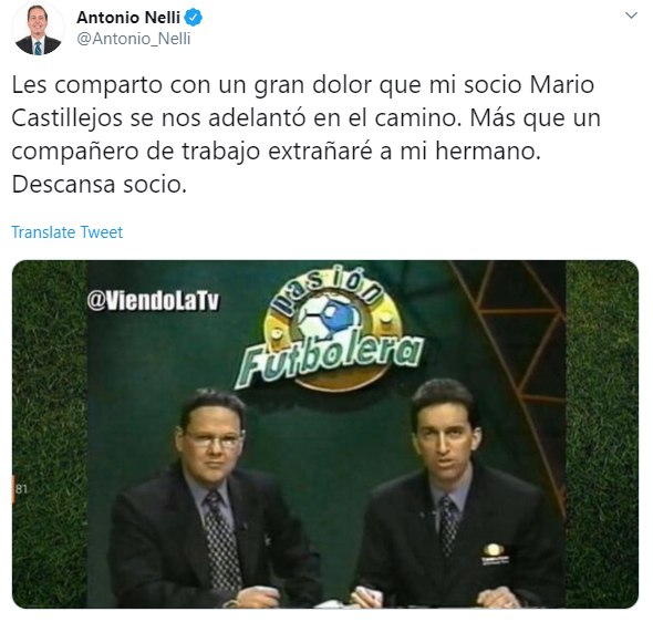 IMAGEN Muere Mario Castillejos, comentarista deportivo, por un infarto (Twitter)