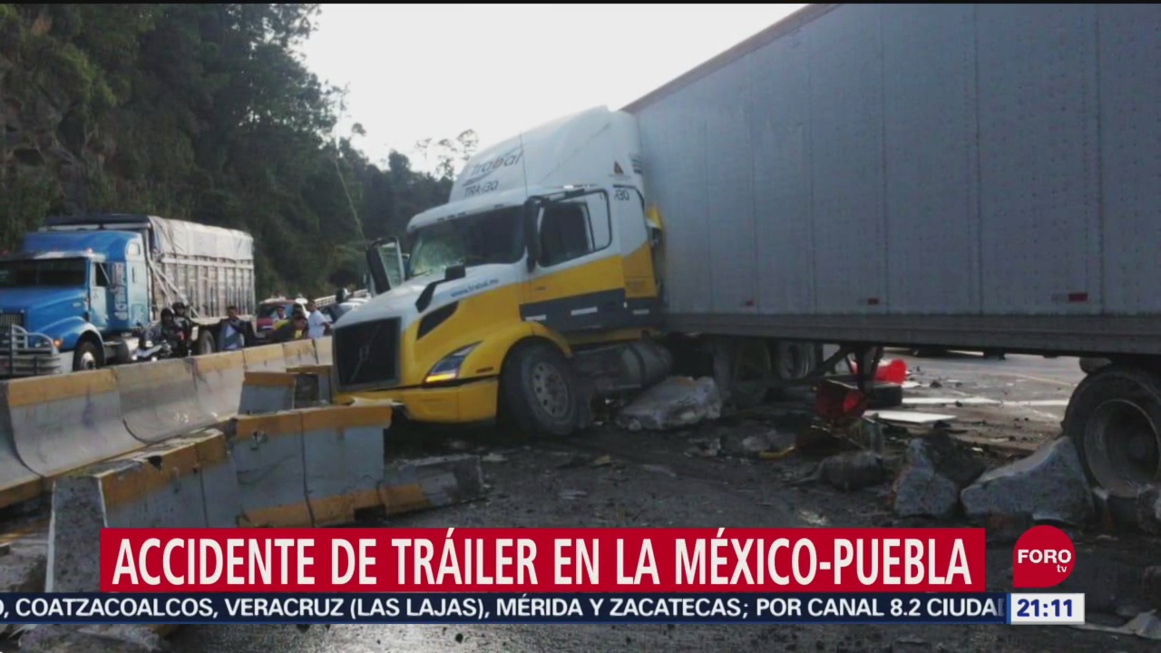 FOTO:Un herido tras accidente de tráiler en la México-Puebla, 15 Septiembre 2019