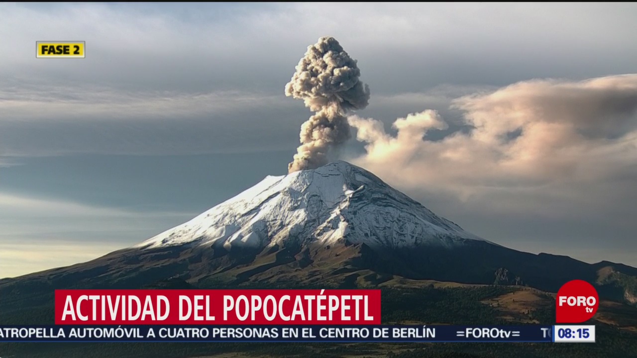 FOTO: Volcán Popocatépetl registra fumarola este domingo, 8 septiembre 2019