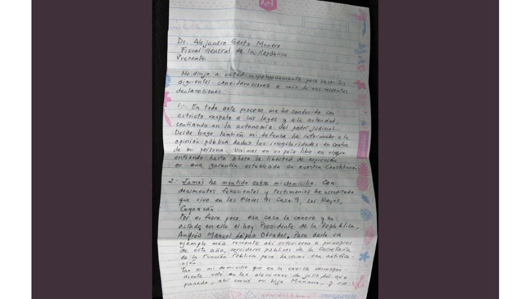Foto: Rosario Robles envía carta al fiscal Gertz Manero