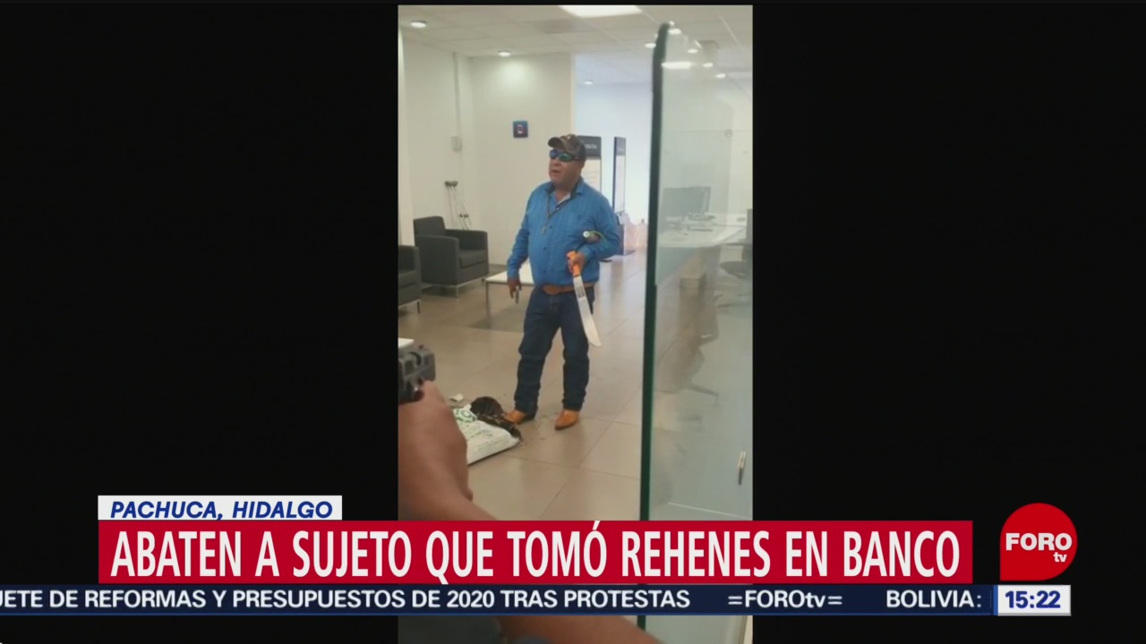 FOTO: Abaten sujeto que tomó rehenes banco Pachuca