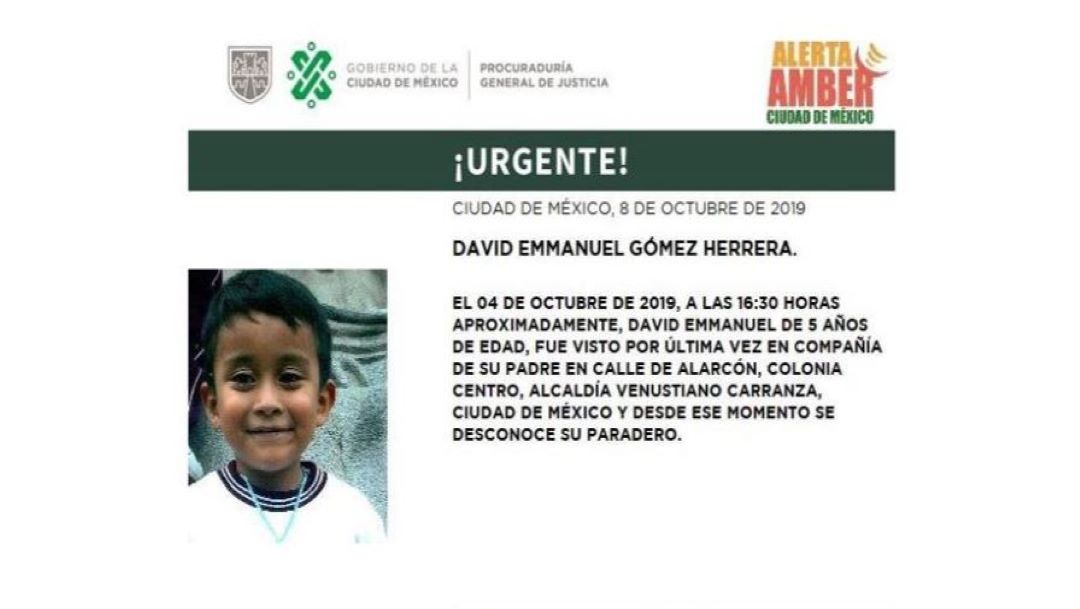 Alerta Amber: Ayuda a localizar a David Emmanuel Gómez Herrera