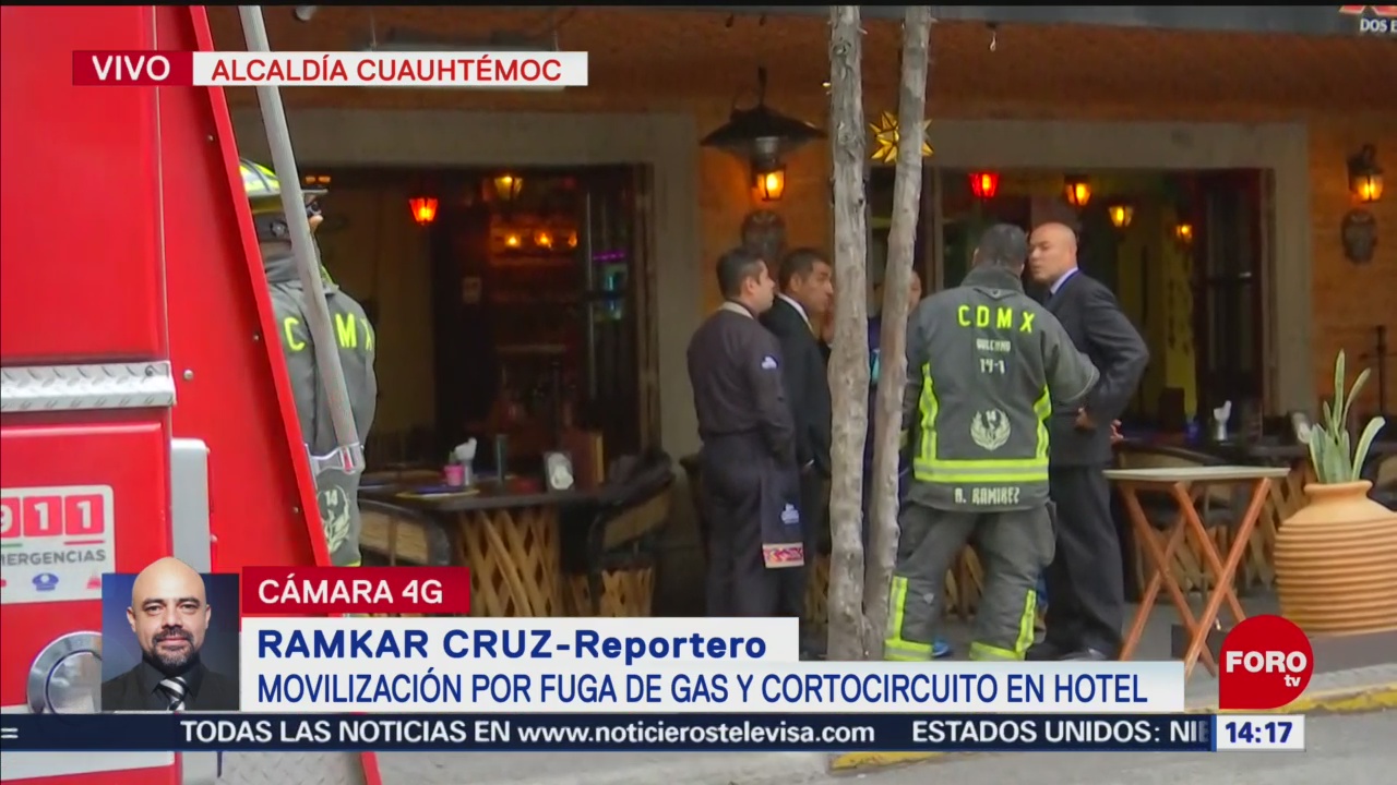 FOTO: Bomberos CDMX controlan fuga de gas cortocircuito hotel