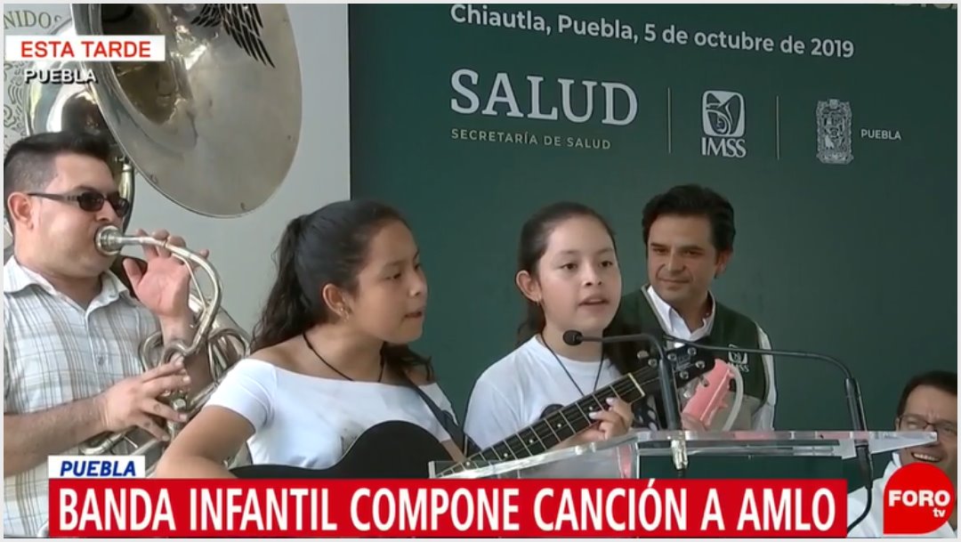 Fotos: Dos niñas le compusieron una canción a AMLO y se la cantaron en Puebla, 5 de octubre de 2019 (Foro TV)