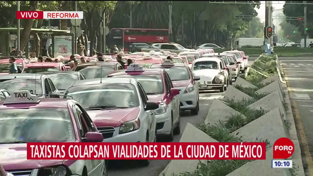 Caravana de taxistas que salió de Indios Verdes llega a Paseo de la Reforma