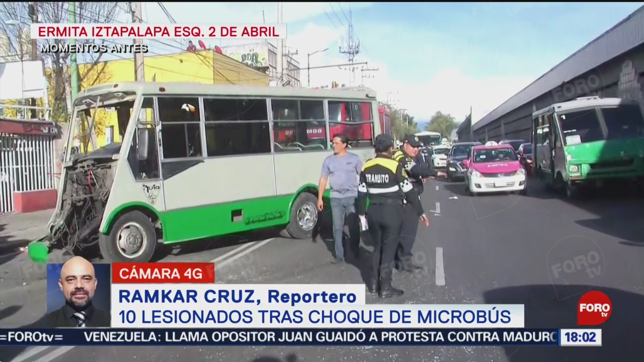 FOTO: Diez lesionados tras choque de microbús en Iztapalapa, 20 octubre 2019