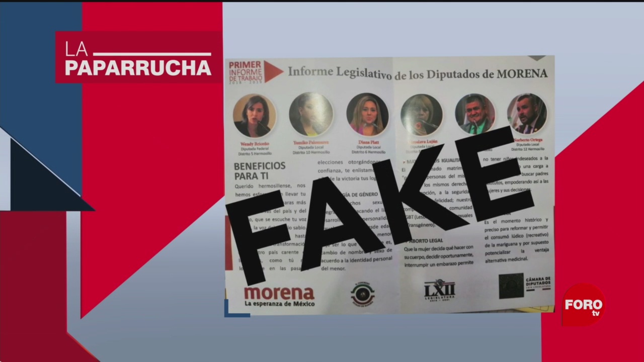 Foto: Informe Legislativo Diputados Morena Noticias Falsas 28 Octubre 2019