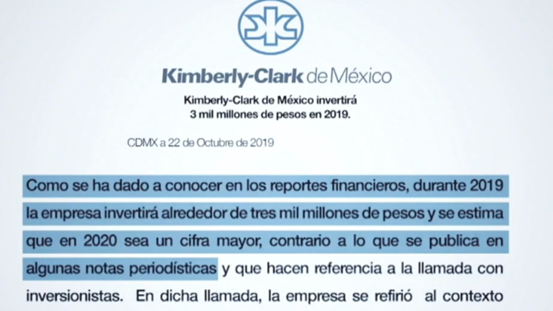 FOTO Kimberly-Clark afirma que sí invertirá en México (Noticieros Televisa)