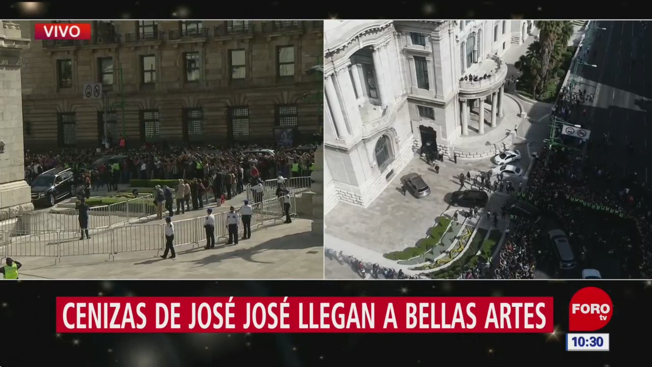 Llega cortejo fúnebre de José José al Palacio de Bellas Artes, en CDMX