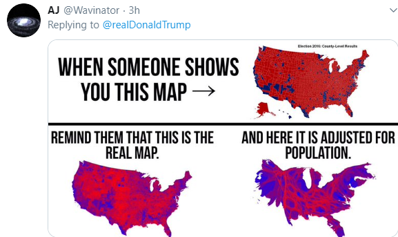 IMAGEN Mapa electoral de Estados Unidos en respuesta a tuit de Donald Trump (Twitter)