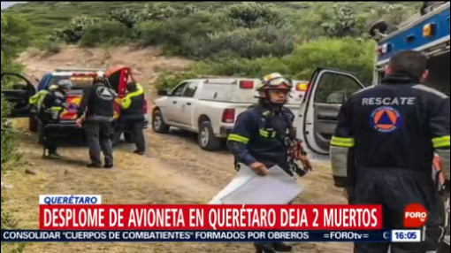 FOTO: Mueren dos personas tras desplomarse aeronave en Querétaro, 20 octubre 2019