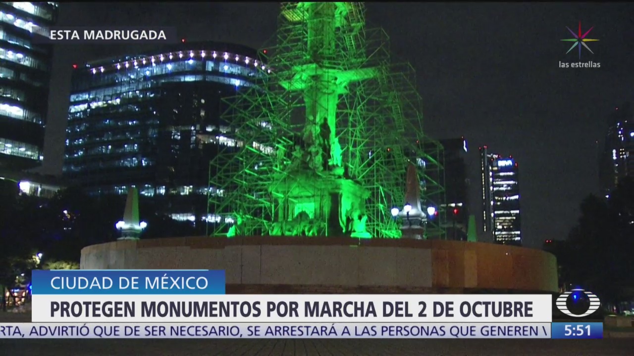 Protegen monumentos de CDMX por marcha del 2 de octubre