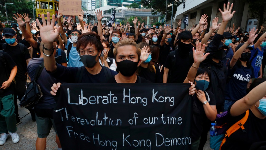 Foto: Activistas protestan en Hong Kong, 9 de abril de 2019