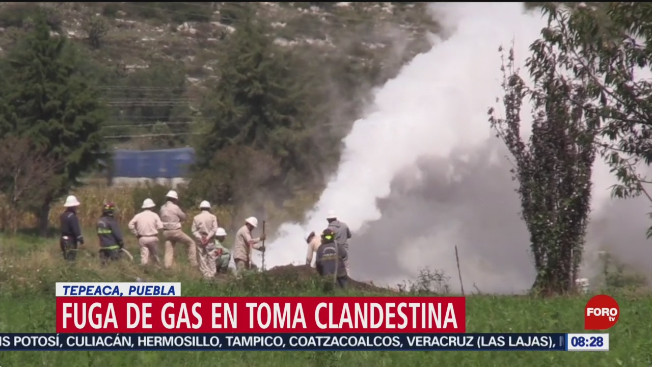 FOTO: Realizan fuego controlado en toma clandestina de gas LP en Puebla, 20 octubre 2019