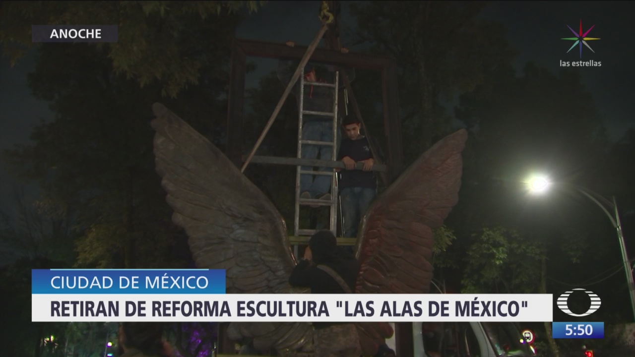 Retiran la escultura ‘Las Alas de México’ de Paseo de la Reforma