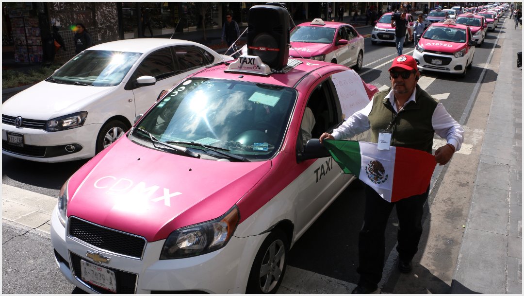 Foto: Cientos de taxistas se sumaron a la movilización de este lunes, 7 de octubre 2019 (FOTO: ROGELIO MORALES /CUARTOSCURO.COM)