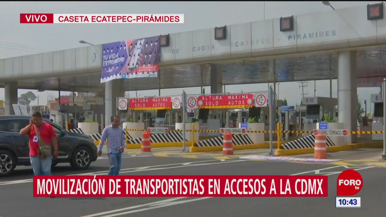 Transportistas son interceptados en caseta Ecatepec-Pirámides, pretenden levantar plumas