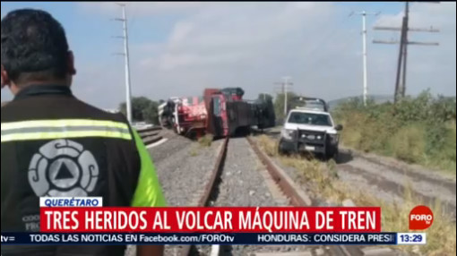 FOTO: Tres heridos tras volcadura de máquina de tren, 20 octubre 2019
