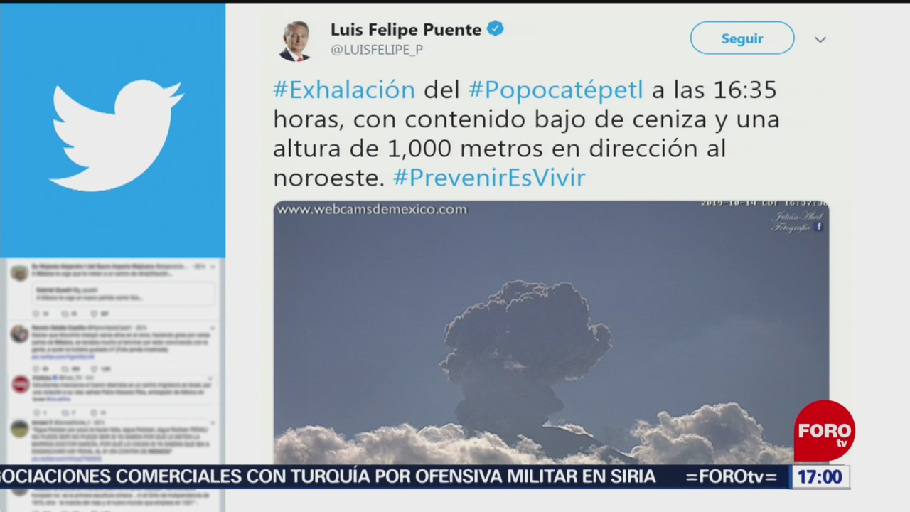 FOTO: Volcán Popocatépetl presenta nueva exhalación