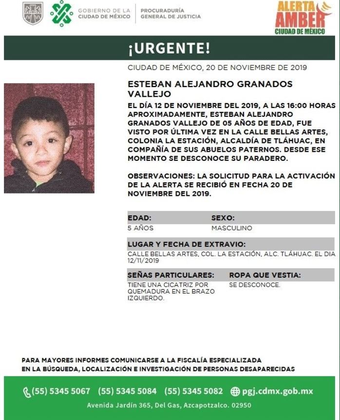 Foto: Activan Alerta Amber para localizar a Esteban Alejandro Granados en CDMX, 21 noviembre 2019