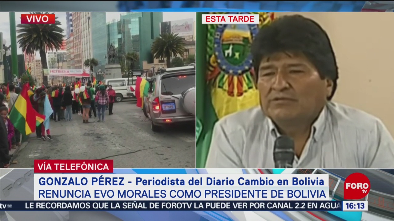 FOTO: Bolivianos celebran en las calles renuncia de Evo Morales, 10 noviembre 2019