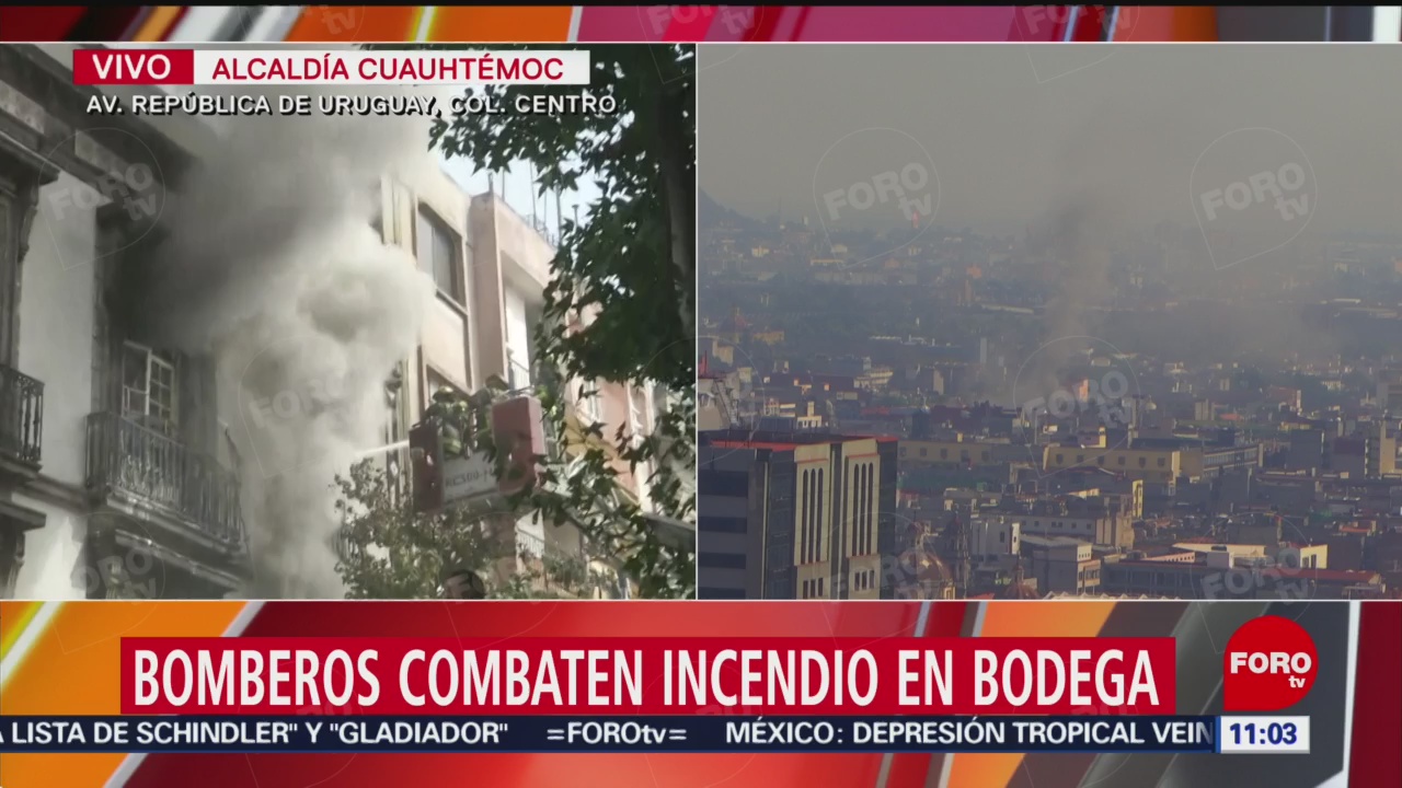 Foto: Bomberos combaten incendio bodega Centro Histórico, colapsa parte edificio