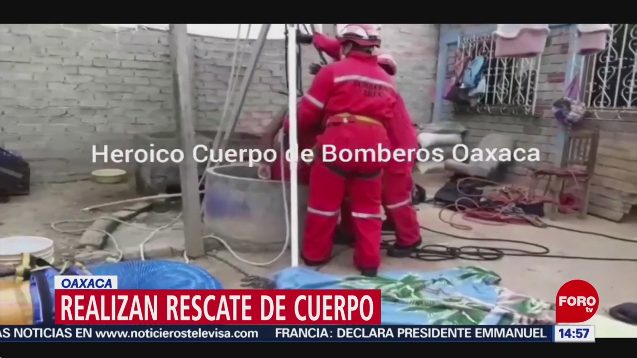 FOTO: Bomberos Oaxaca realizan rescate cadáver pozo