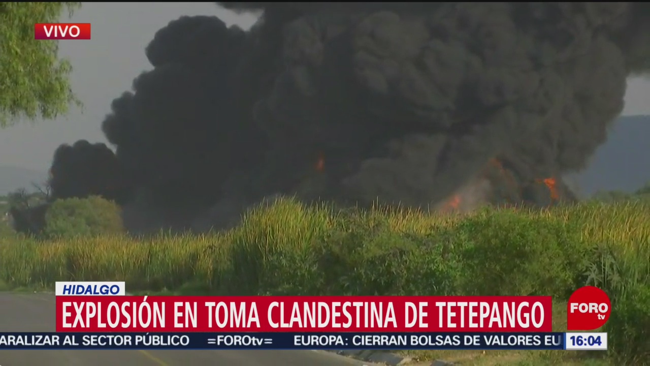 FOTO: Bomberos trabajan para controlar explosión toma clandestina Tetepango Hidalgo