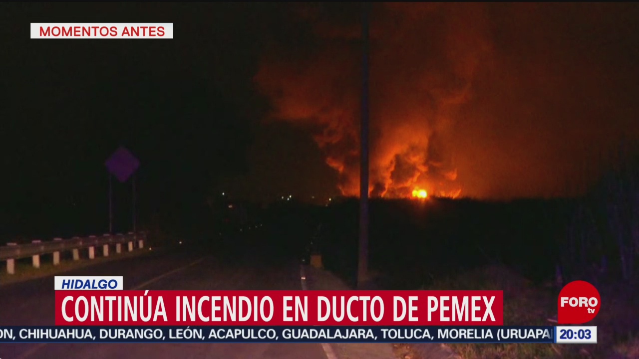 Foto: Incendio Ducto Combustible Tetepango Continúa Activo 20 Noviembre 2019