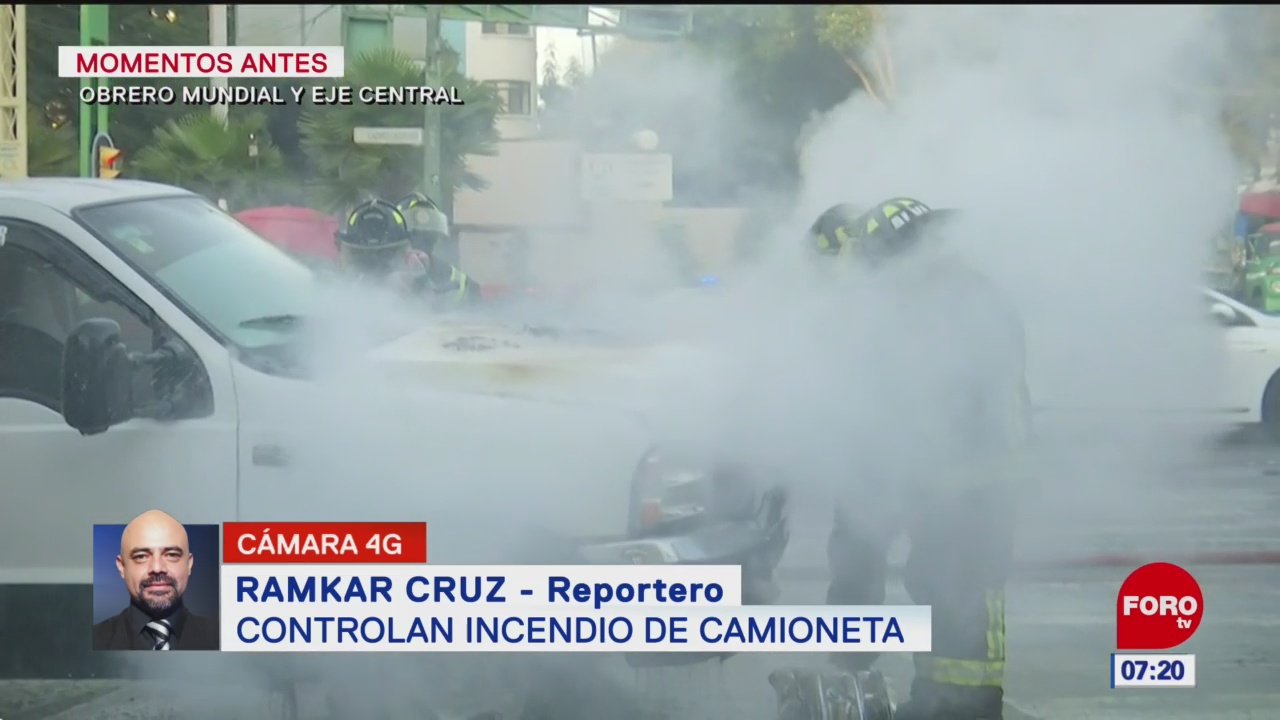 Controlan incendio de camioneta en Eje Central Lázaro Cárdenas, en CDMX