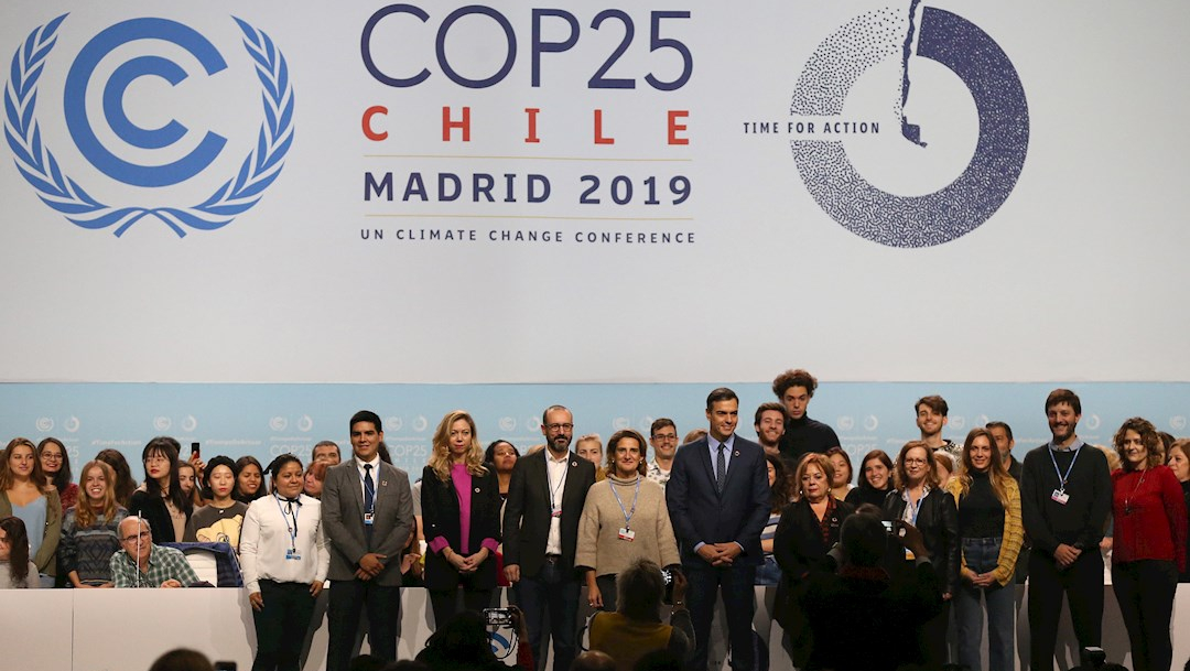 Foto: El presidente Pedro Sánchez durante su visita a las instalaciones que albergarán la COP25 en Ifema, 30 noviembre 2019