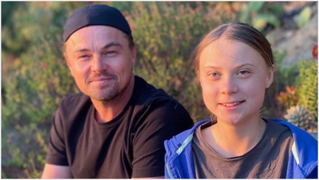 Foto: Leonardo DiCaprio se reunió con Greta Thunberg, 2 de noviembre de 2019 (Leonardo DiCaprio Instagram)