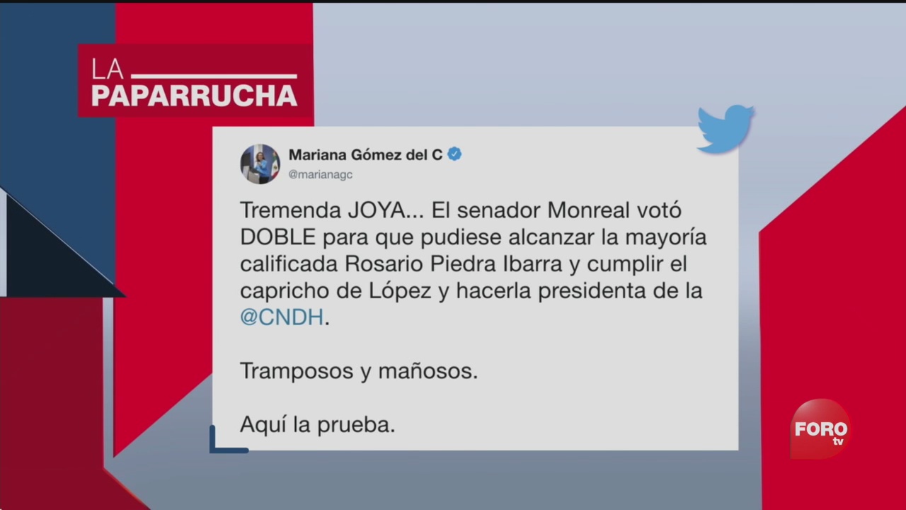 FOTO: El doble voto de Ricardo Monreal a favor de Rosario Piedra Ibarra, la paparrucha del día, 11 noviembre 2019