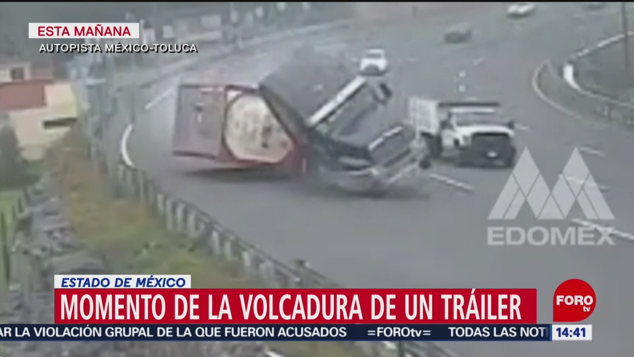 FOTO: Video Volcadura Tráiler autopista México-Toluca