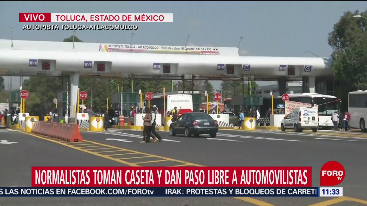 Estudiantes toman caseta de autopista Toluca-Atlacomulco