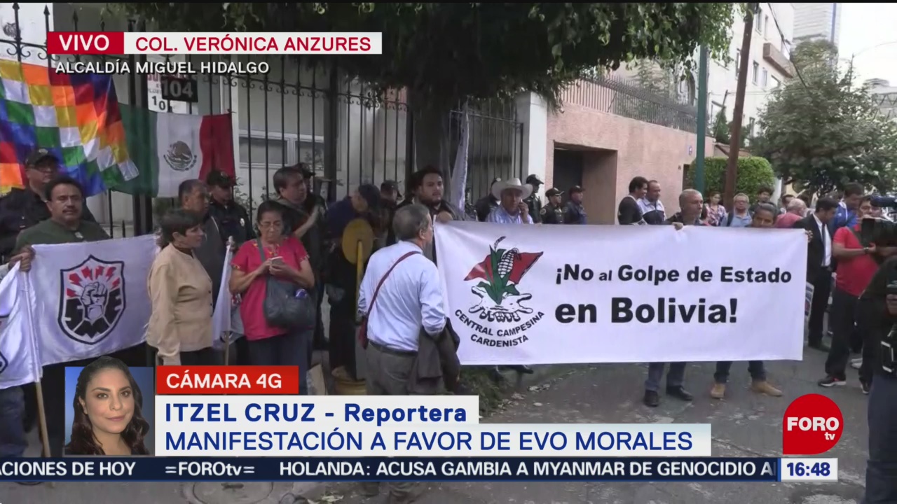 FOTO: Manifestación favor Evo Morales embajada Bolivia CDMX,