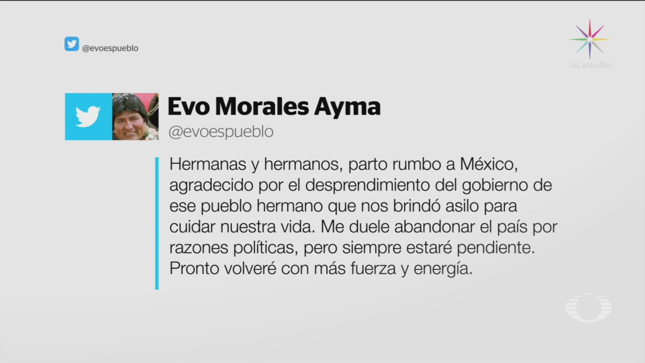 FOTO: México recibe a Evo Morales por razones humanitarias, 11 noviembre 2019