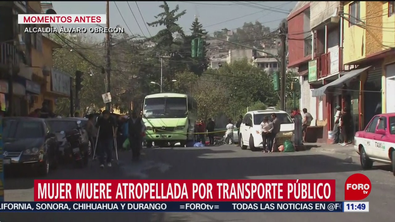 Mujer muere atropellada por transporte público la Álvaro Obregón, CDMX